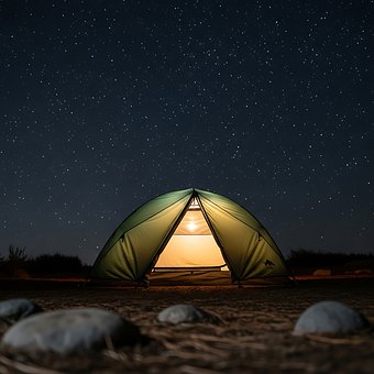 Zelt, Camping, Nacht, Sterne, Leuchtend