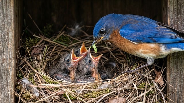 Free bird bluebird nest illustration