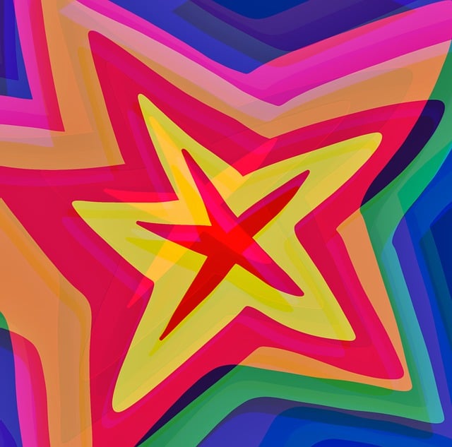 Free star psychedelic colorful illustration