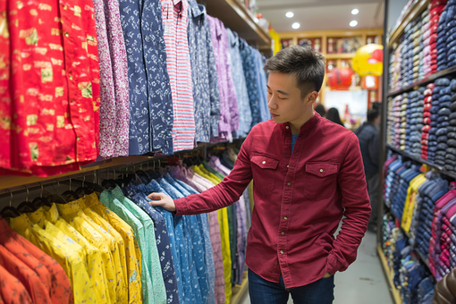 Free Asian Clothing Man Shopping For Clothes illustration and picture