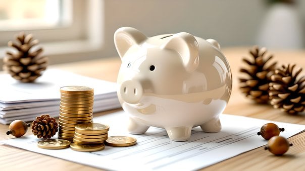 Free Piggy Bank Coins illustration and picture