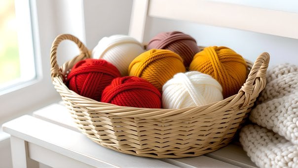 Free Yarn Basket Autumn Colors photo and picture