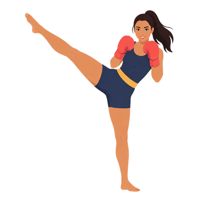 Free female kickboxer kickboxing high kick vector