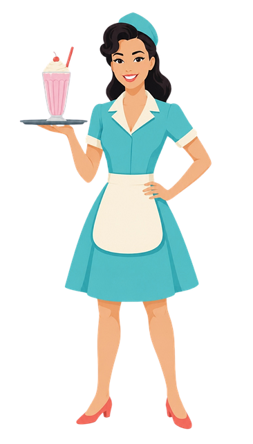 Free waitress retro milkshake vector