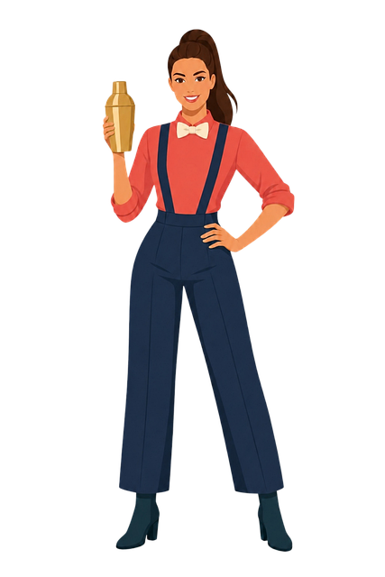 Free female bartender cocktail shaker mixologist vector