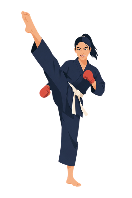 Free female martial arts high kick illustration