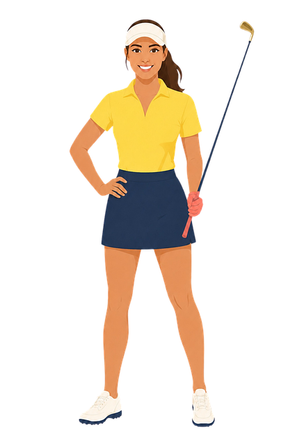 Free female golfer golf club digital illustration vector
