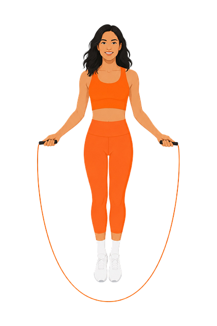 Free jump rope woman orange sportswear illustration