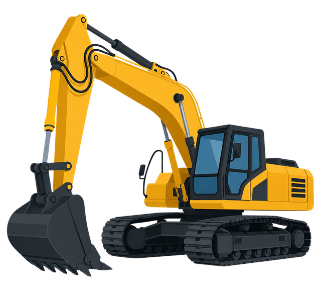 Free excavator hydraulic excavator construction illustration
