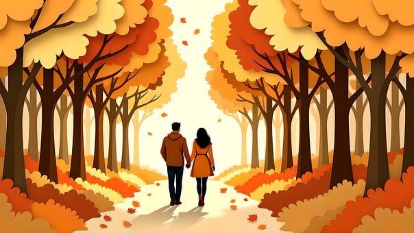 Free Autumn Couple illustration and picture