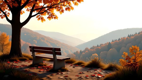 Free Autumn Bench illustration and picture