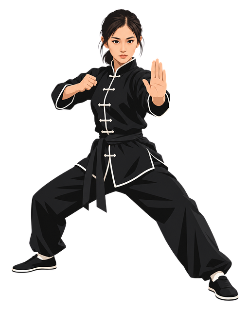 Free martial arts kung fu female fighter vector