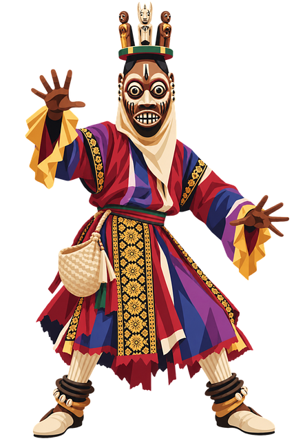 Free african masked dancer ceremonial dancer african mask illustration