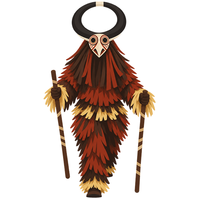 Free traditional costume ritual mask masked dancer illustration