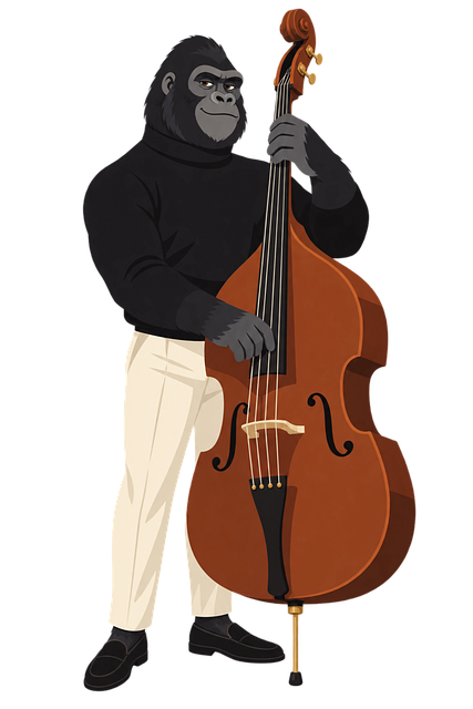 Free gorilla bassist double bass player jazz vector