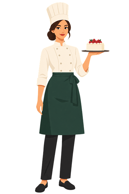 Free female pastry chef raspberry cake pastry shop vector