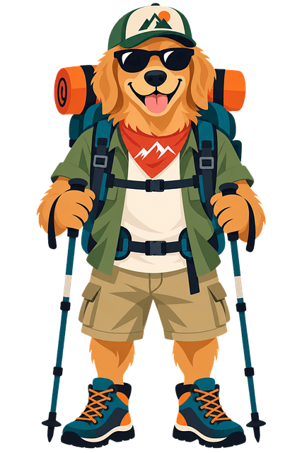 Golden Retriever, Wandern, Wanderstöcke