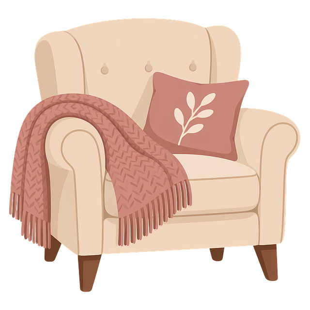 Free comfortable armchair pink throw interior design illustration