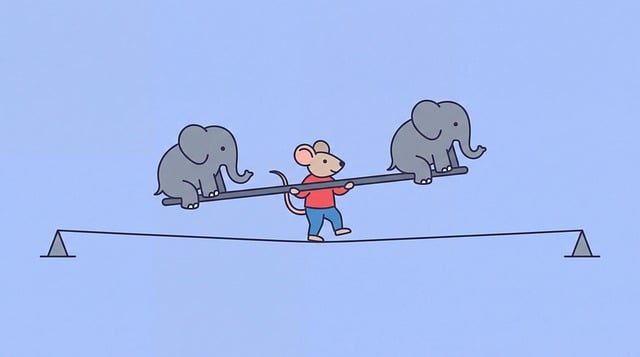 Free cartoon cat balancing on a tightrope cartoon mouse illustration