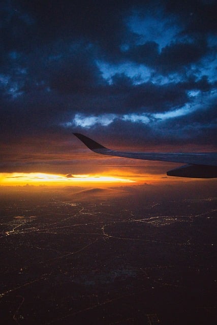 Vliegtuig, Luchtfoto, Zonsondergang