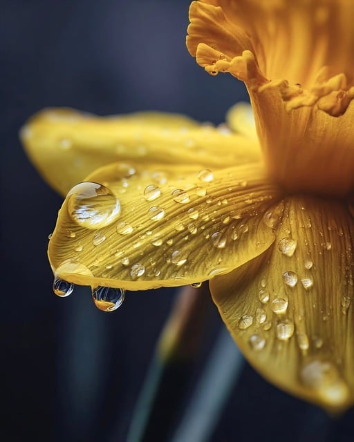 Påskelilje, Gul Blomst, Vanddråber