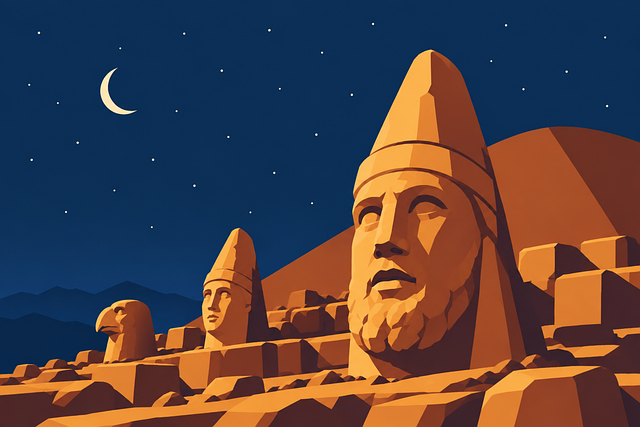 Free historic landmark mount nemrut turkey culture illustration