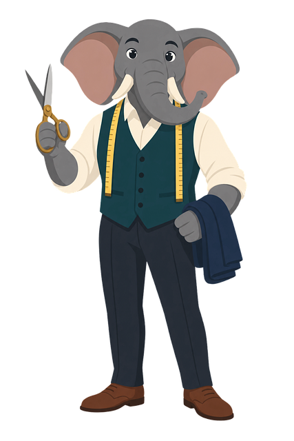 Elefant, Skrædder, Saks, Skrædderi