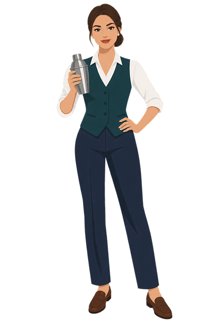 Free female bartender mixologist cocktail shaker vector