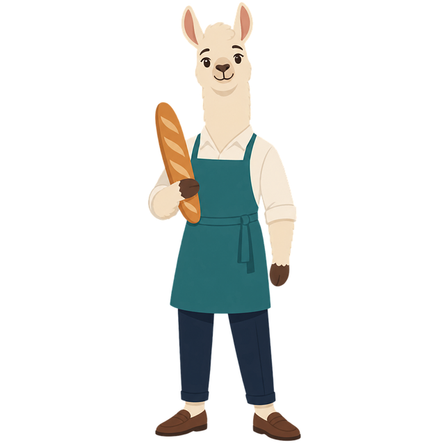 Free llama baker baguette illustration