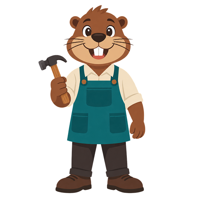 Free beaver carpenter hammer workshop illustration