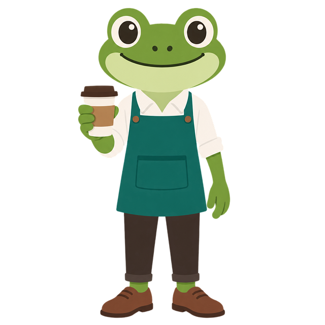 Free frog barista coffee cup vector