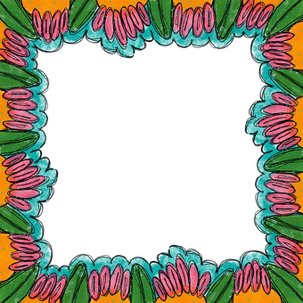 Desenhado À Mão, Quadro Quadrado, Floral