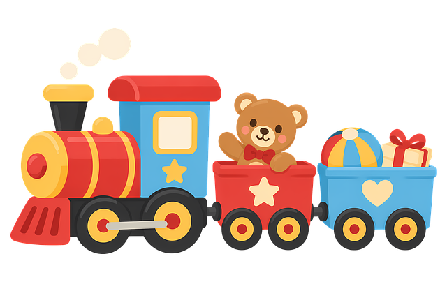 Free toy pattern colorful train kids toy illustration