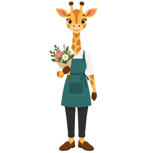 Free giraffe florist flower bouquet vector