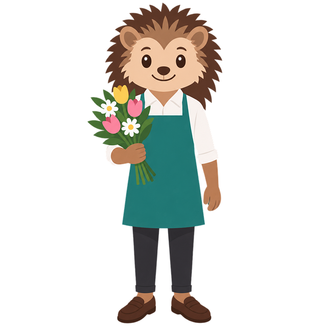 Free hedgehog florist bouquet vector