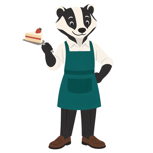 Free badger pastry chef strawberry cake illustration