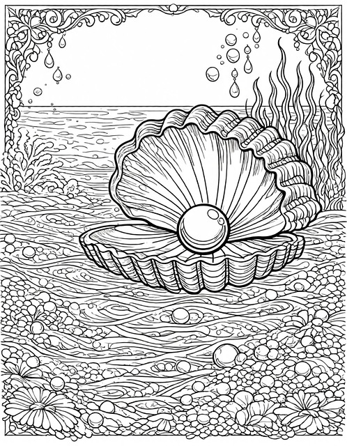 Libro Para Colorear, Perla, Concha, Mar