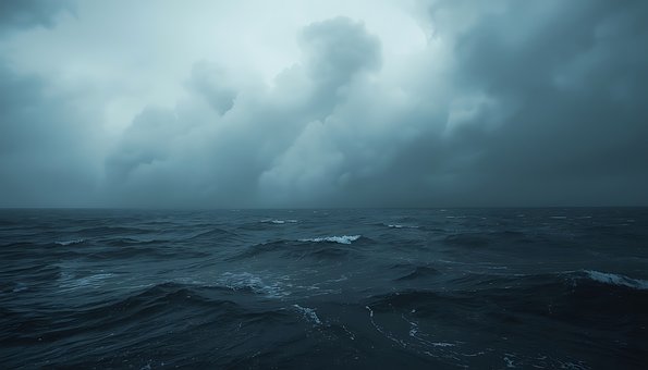 Storm, Hav, Bølger, Himmel, Skyer