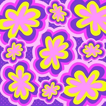 Abstrato, Flores, Rosa, Roxo, Padrão