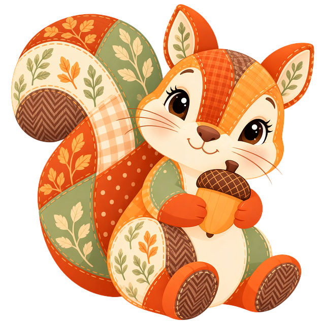 Free patchwork squirrel autumn colors types of trees illustration