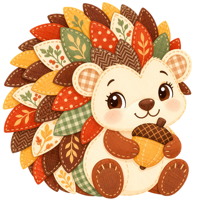 Free hedgehog autumn acorn illustration