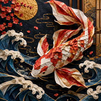 Origami, Koi Kapr, Japonské Umění, Vlny