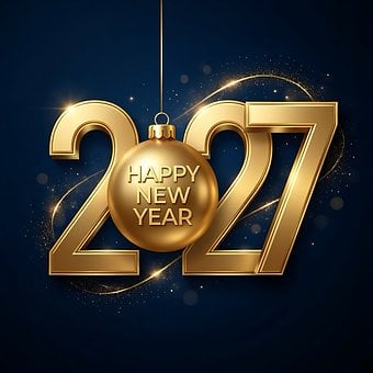 Godt Nyttår 2027, Gullfarge, Typografi