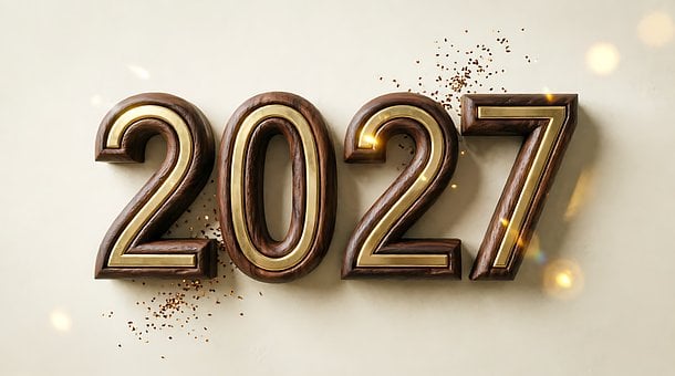 Nyttår, 2027, Feiring, Typografi, Luksus