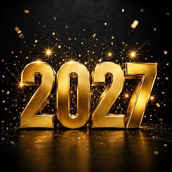 Nyttår 2027, Feiring, Fyrverkeri, Gylden