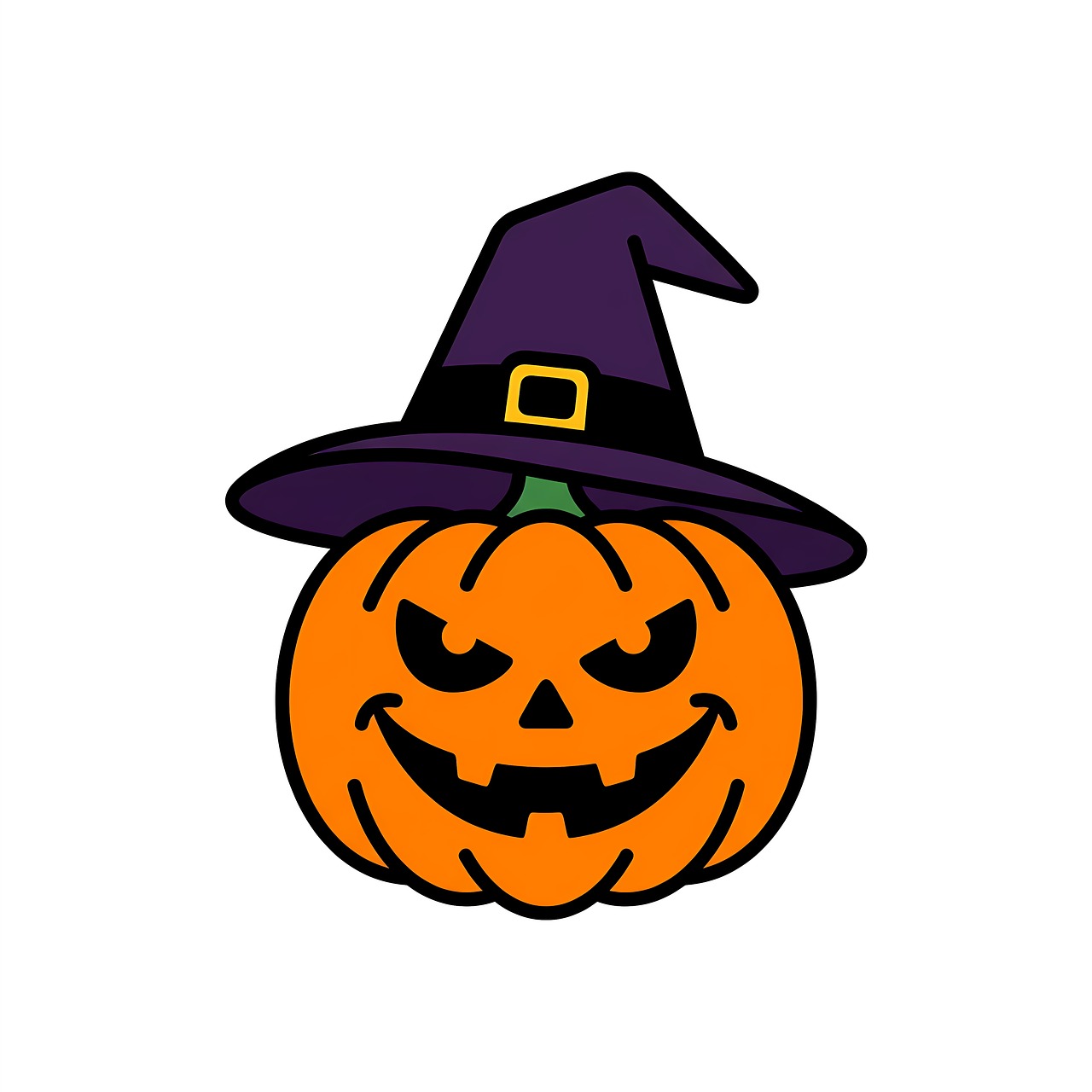 Free pumpkin witch hat halloween decoration illustration