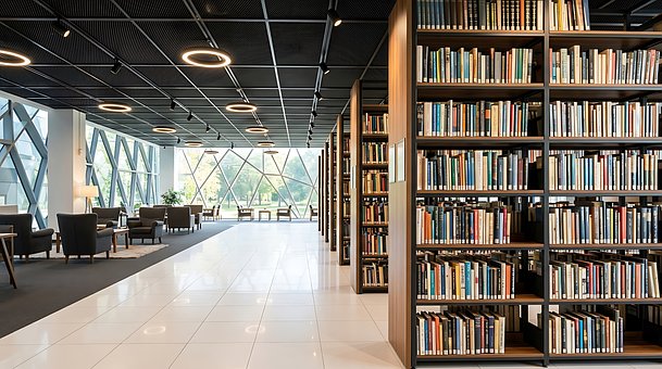 Bibliothek, Buchregal, Bücher, Lesen