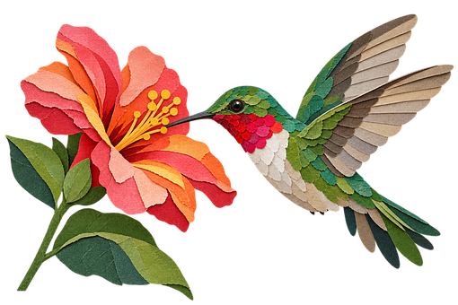 Kolibri, Blomst, Papirkunst