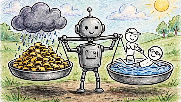 Równowaga, Robot, Monety, Wanna