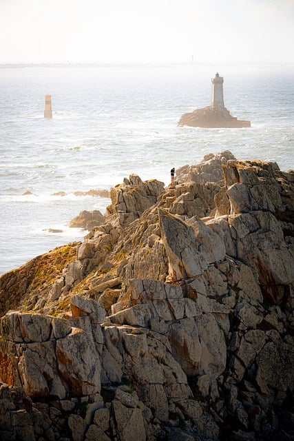 Ocean, Fyrtårn, Klippe, Kyst, Solnedgang